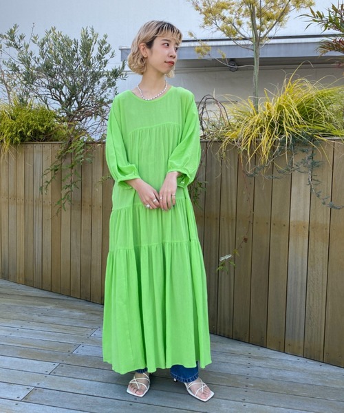 CIAOPANIC（チャオパニック）の「バックツイストティアードワンピース（ワンピース・レディース・ブラック/グリーン・FREE）」の20枚目の写真