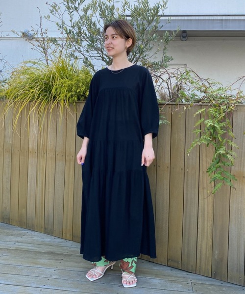 CIAOPANIC（チャオパニック）の「バックツイストティアードワンピース（ワンピース・レディース・ブラック/グリーン・FREE）」の17枚目の写真