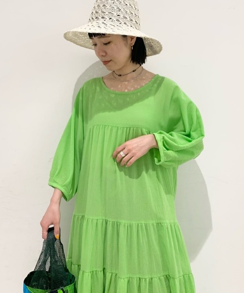 CIAOPANIC（チャオパニック）の「バックツイストティアードワンピース（ワンピース・レディース・ブラック/グリーン・FREE）」の9枚目の写真