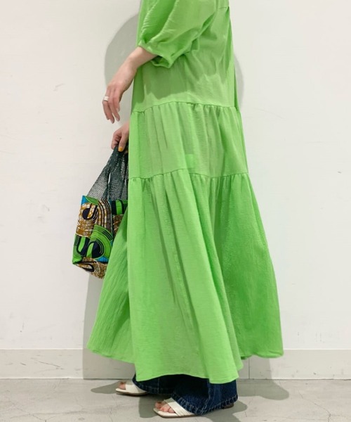 CIAOPANIC（チャオパニック）の「バックツイストティアードワンピース（ワンピース・レディース・ブラック/グリーン・FREE）」の11枚目の写真