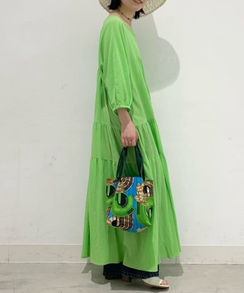 CIAOPANIC（チャオパニック）の「バックツイストティアードワンピース（ワンピース・レディース・ブラック/グリーン・FREE）」の13枚目の写真