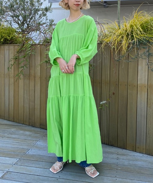 CIAOPANIC（チャオパニック）の「バックツイストティアードワンピース（ワンピース・レディース・ブラック/グリーン・FREE）」の8枚目の写真