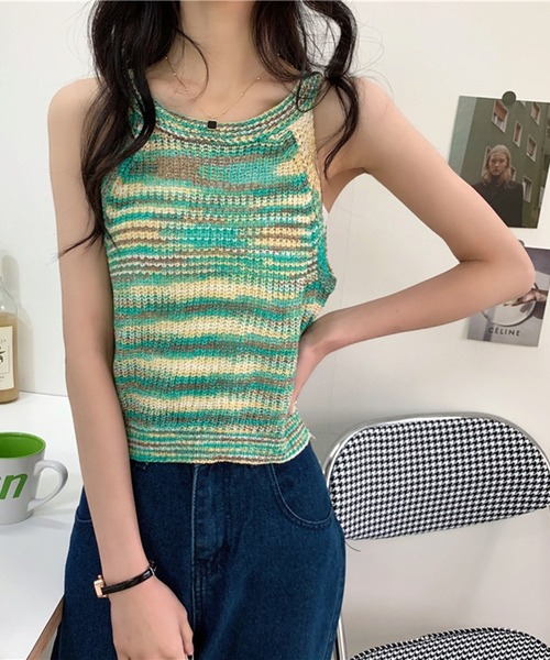 Jewelobe(ジュエローブ)の「カラフルニットアメリカンスリーブキャミソール(キャミソール・レディース・ホワイト/パープル/イエロー/グリーン・FREE)」の9枚目の写真