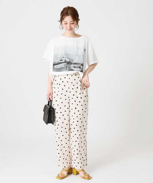 B.C STOCK（ベーセーストック）の「Yacht Lady フォトTシャツ（Tシャツ/カットソー・レディース・ホワイト/ブラウン・FREE）」の3枚目の写真