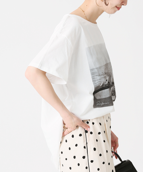 B.C STOCK（ベーセーストック）の「Yacht Lady フォトTシャツ（Tシャツ/カットソー・レディース・ホワイト/ブラウン・FREE）」の6枚目の写真