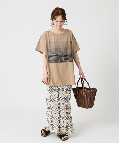 B.C STOCK（ベーセーストック）の「Yacht Lady フォトTシャツ（Tシャツ/カットソー・レディース・ホワイト/ブラウン・FREE）」の8枚目の写真