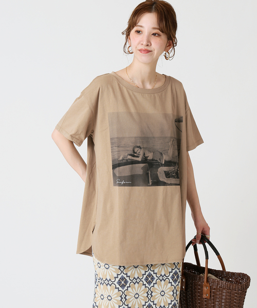 B.C STOCK（ベーセーストック）の「Yacht Lady フォトTシャツ（Tシャツ/カットソー・レディース・ホワイト/ブラウン・FREE）」の9枚目の写真