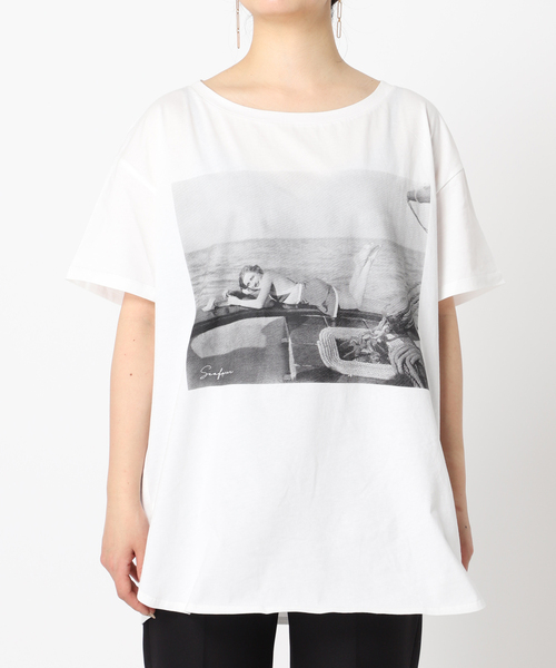 B.C STOCK（ベーセーストック）の「Yacht Lady フォトTシャツ（Tシャツ/カットソー・レディース・ホワイト/ブラウン・FREE）」の13枚目の写真