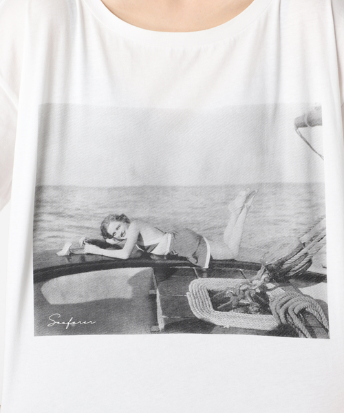 B.C STOCK（ベーセーストック）の「Yacht Lady フォトTシャツ（Tシャツ/カットソー・レディース・ホワイト/ブラウン・FREE）」の21枚目の写真
