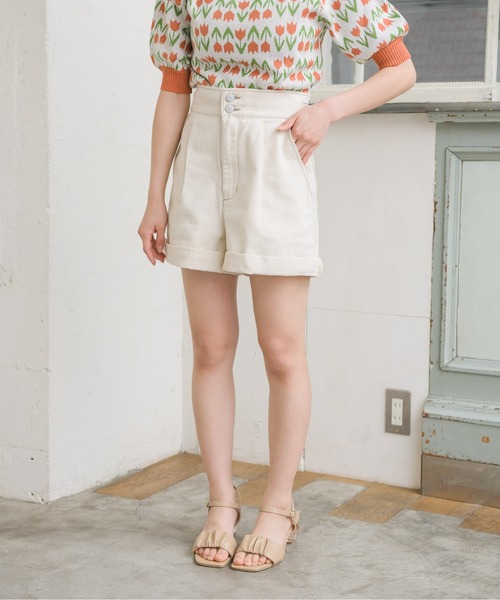 ems excite（エムズエキサイト）の「ロールアップデニムSPT（デニムパンツ・レディース・ブラック/オフホワイト/ケミカルウォッシュ/ブルー系その他5・FREE）」の9枚目の写真