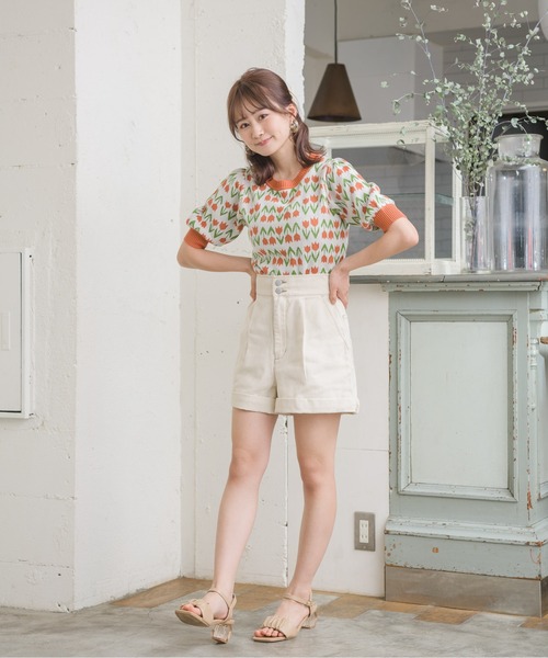 ems excite（エムズエキサイト）の「ロールアップデニムSPT（デニムパンツ・レディース・ブラック/オフホワイト/ケミカルウォッシュ/ブルー系その他5・FREE）」の5枚目の写真