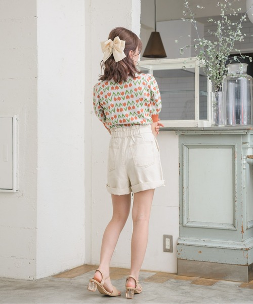 ems excite（エムズエキサイト）の「ロールアップデニムSPT（デニムパンツ・レディース・ブラック/オフホワイト/ケミカルウォッシュ/ブルー系その他5・FREE）」の7枚目の写真