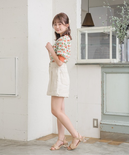 ems excite（エムズエキサイト）の「ロールアップデニムSPT（デニムパンツ・レディース・ブラック/オフホワイト/ケミカルウォッシュ/ブルー系その他5・FREE）」の6枚目の写真