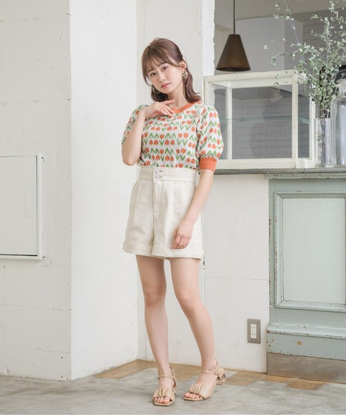 ems excite（エムズエキサイト）の「ロールアップデニムSPT（デニムパンツ・レディース・ブラック/オフホワイト/ケミカルウォッシュ/ブルー系その他5・FREE）」の8枚目の写真