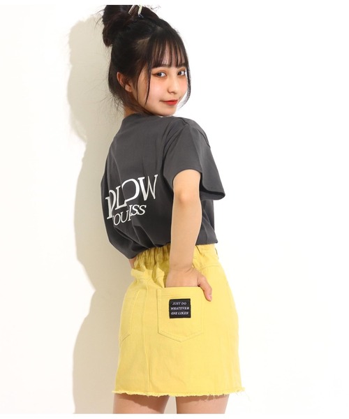 ANAP GiRL(アナップガール)の「ポケットデザインTシャツ(Tシャツ/カットソー・キッズ・ホワイト/イエロー/スミクロ・S/M)」の4枚目の写真