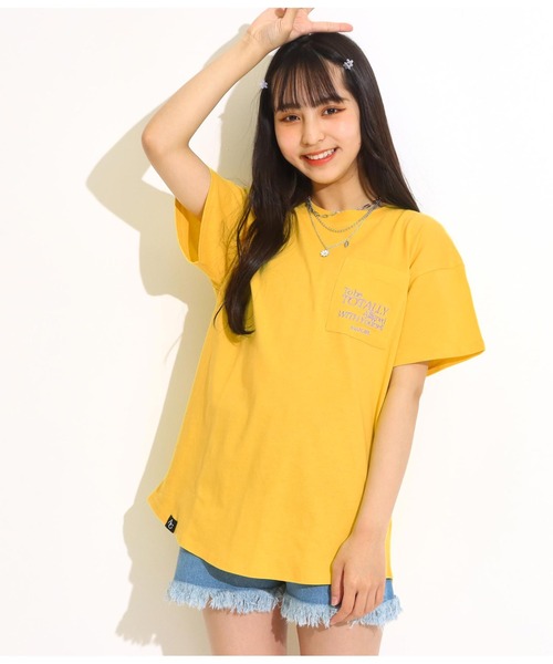 ANAP GiRL(アナップガール)の「ポケットデザインTシャツ(Tシャツ/カットソー・キッズ・ホワイト/イエロー/スミクロ・S/M)」の7枚目の写真