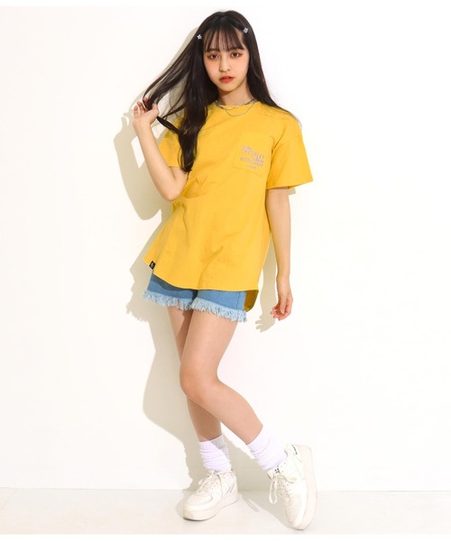 ANAP GiRL(アナップガール)の「ポケットデザインTシャツ(Tシャツ/カットソー・キッズ・ホワイト/イエロー/スミクロ・S/M)」の8枚目の写真