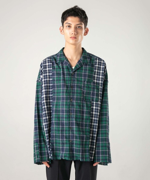 VICTIM（ヴィクティム）の「VICTIM ヴィクティム / DAMEGE CHECK SHIRTS / VTM-22-S-017（シャツ/ブラウス・メンズ・グリーン/レッド/ネイビー・M/L/XL）」の2枚目の写真
