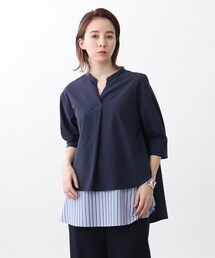 INDIVI | 【洗える】レイヤード風キーネックオーバーブラウス(シャツ/ブラウス)
