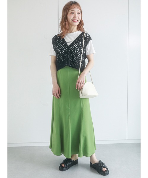 ehka sopo（エヘカソポ）の「無地／花柄アソートマーメイドスカート（スカート・レディース・ブラック/グリーン/オレンジ/ベージュ・ﾌﾘ-）」の13枚目の写真