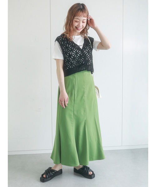 ehka sopo（エヘカソポ）の「無地／花柄アソートマーメイドスカート（スカート・レディース・ブラック/グリーン/オレンジ/ベージュ・ﾌﾘ-）」の12枚目の写真