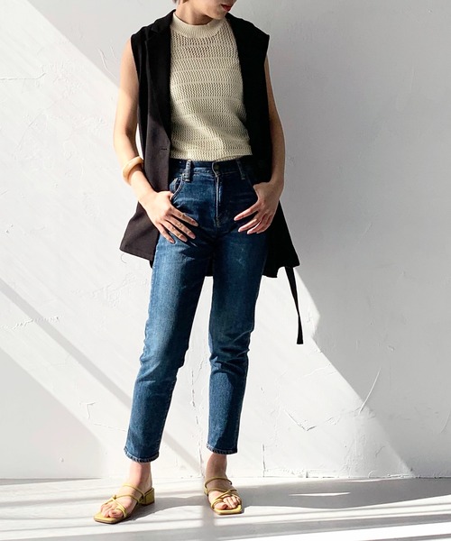 HER CLOSET(ハークローゼット)の「【shemoshelly】アメリカンスリーブメッシュニットトップス(ニット/セーター・レディース・ブラック/カーキ/アイボリー/テラコッタ・M)」の16枚目の写真