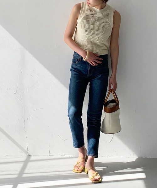 HER CLOSET(ハークローゼット)の「【shemoshelly】アメリカンスリーブメッシュニットトップス(ニット/セーター・レディース・ブラック/カーキ/アイボリー/テラコッタ・M)」の7枚目の写真