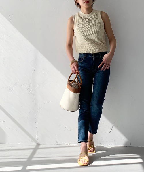 HER CLOSET(ハークローゼット)の「【shemoshelly】アメリカンスリーブメッシュニットトップス(ニット/セーター・レディース・ブラック/カーキ/アイボリー/テラコッタ・M)」の5枚目の写真
