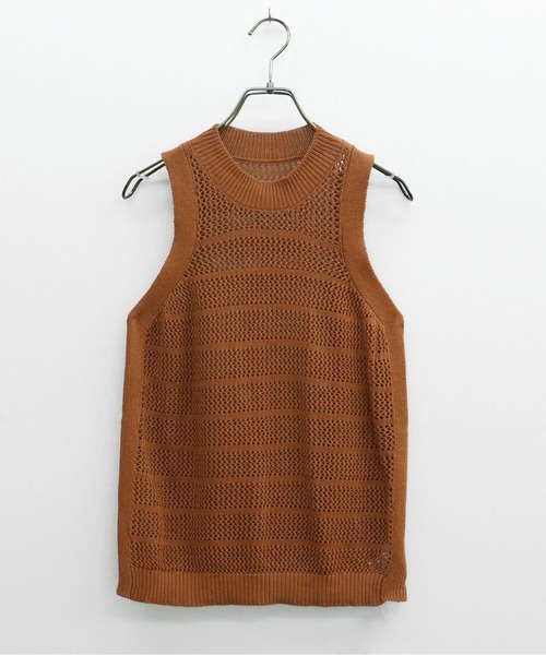 HER CLOSET(ハークローゼット)の「【shemoshelly】アメリカンスリーブメッシュニットトップス(ニット/セーター・レディース・ブラック/カーキ/アイボリー/テラコッタ・M)」の8枚目の写真