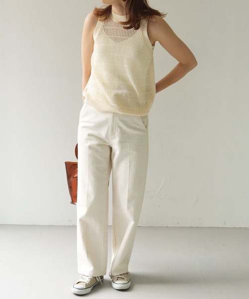 HER CLOSET(ハークローゼット)の「【shemoshelly】アメリカンスリーブメッシュニットトップス(ニット/セーター・レディース・ブラック/カーキ/アイボリー/テラコッタ・M)」の21枚目の写真
