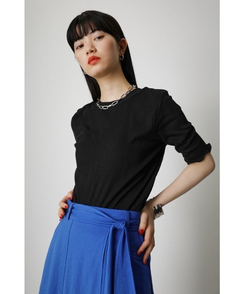 AZUL by moussy(アズールバイマウジー)の「MELLOW SHORT SLEEVE TOPS/メロウショートスリーブトップス(Tシャツ/カットソー・レディース・ピンク/ダークブルー/ホワイト/オレンジ/ブラック・MEDIUM/SMALL)」の15枚目の写真