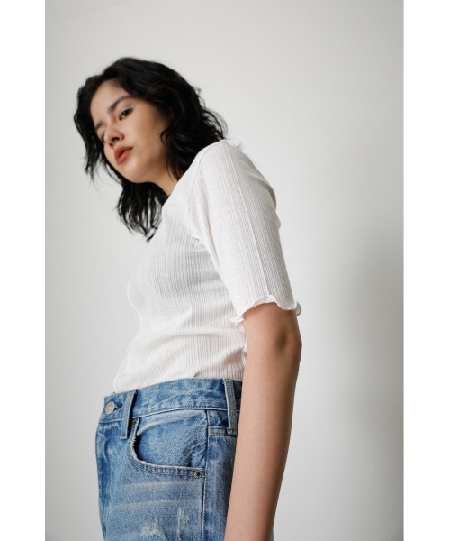 AZUL by moussy(アズールバイマウジー)の「MELLOW SHORT SLEEVE TOPS/メロウショートスリーブトップス(Tシャツ/カットソー・レディース・ピンク/ダークブルー/ホワイト/オレンジ/ブラック・MEDIUM/SMALL)」の7枚目の写真