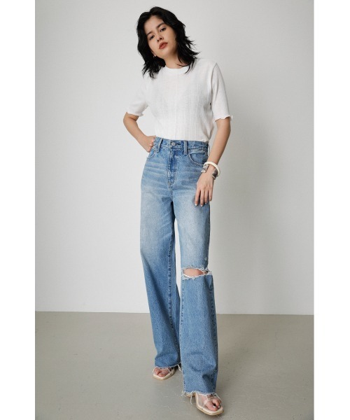 AZUL by moussy(アズールバイマウジー)の「MELLOW SHORT SLEEVE TOPS/メロウショートスリーブトップス(Tシャツ/カットソー・レディース・ピンク/ダークブルー/ホワイト/オレンジ/ブラック・MEDIUM/SMALL)」の8枚目の写真