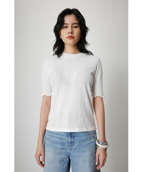 AZUL by moussy(アズールバイマウジー)の「MELLOW SHORT SLEEVE TOPS/メロウショートスリーブトップス(Tシャツ/カットソー・レディース・ピンク/ダークブルー/ホワイト/オレンジ/ブラック・MEDIUM/SMALL)」の9枚目の写真
