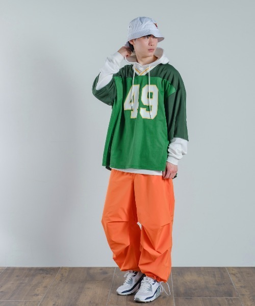 improves（インプローブス）の「メッシュ ナンバリングプリント オーバーサイズ Vネック Tシャツ（Tシャツ/カットソー・メンズ・ブラック/グリーン/パープル・MEDIUM/LARGE/X-LARGE）」の9枚目の写真