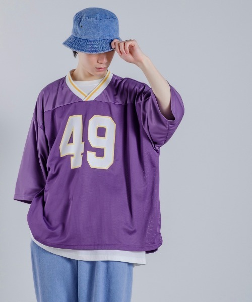 improves（インプローブス）の「メッシュ ナンバリングプリント オーバーサイズ Vネック Tシャツ（Tシャツ/カットソー・メンズ・ブラック/グリーン/パープル・MEDIUM/LARGE/X-LARGE）」の18枚目の写真