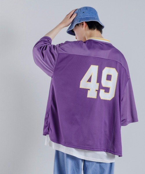 improves（インプローブス）の「メッシュ ナンバリングプリント オーバーサイズ Vネック Tシャツ（Tシャツ/カットソー・メンズ・ブラック/グリーン/パープル・MEDIUM/LARGE/X-LARGE）」の14枚目の写真