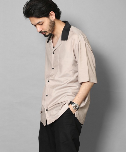 CERCA（チェルカ）の「BG/クレリックオープンカラードレープシャツ（シャツ/ブラウス・メンズ・ベージュ/ホワイト/ブラック/グリーン/グレー/ブルー・LARGE/MEDIUM）」の4枚目の写真