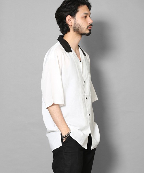 CERCA（チェルカ）の「BG/クレリックオープンカラードレープシャツ（シャツ/ブラウス・メンズ・ベージュ/ホワイト/ブラック/グリーン/グレー/ブルー・LARGE/MEDIUM）」の2枚目の写真