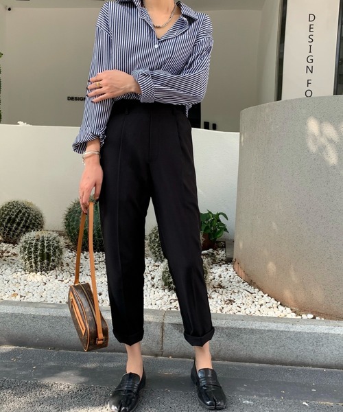 Diosfront（ディオスフロント）の「センタープレステーパードスラックスパンツ（スラックス・レディース・ブラック/グレー/ピンク/グリーン/ベージュ・S/M/L）」の7枚目の写真