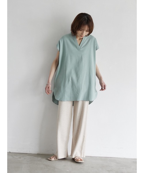 rem closet(レムクローゼット)の「キーネックリブプルオーバー(Tシャツ/カットソー・レディース・チャコールグレー/ミント・FREE)」の21枚目の写真