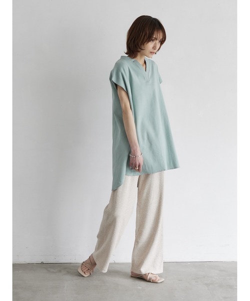 rem closet(レムクローゼット)の「キーネックリブプルオーバー(Tシャツ/カットソー・レディース・チャコールグレー/ミント・FREE)」の8枚目の写真
