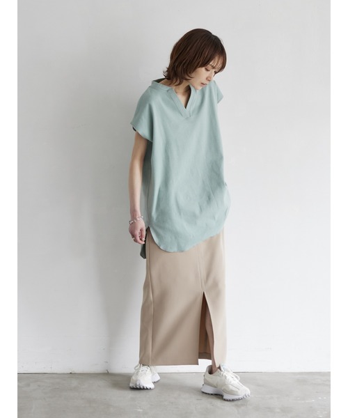 rem closet(レムクローゼット)の「キーネックリブプルオーバー(Tシャツ/カットソー・レディース・チャコールグレー/ミント・FREE)」の9枚目の写真