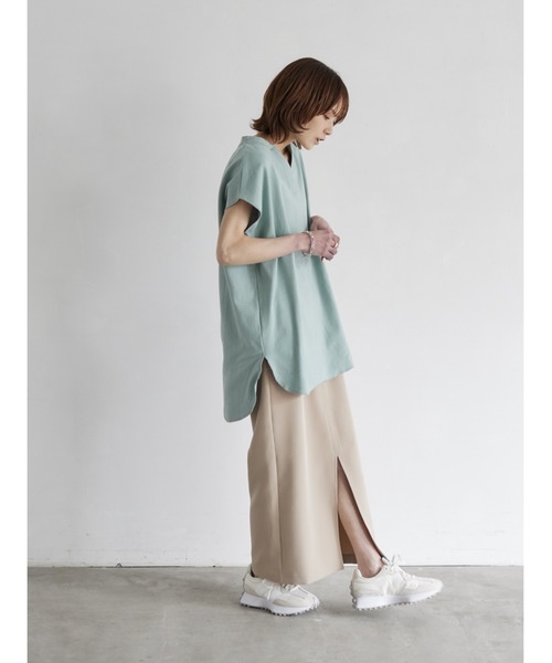 rem closet(レムクローゼット)の「キーネックリブプルオーバー(Tシャツ/カットソー・レディース・チャコールグレー/ミント・FREE)」の14枚目の写真