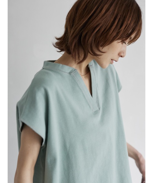 rem closet(レムクローゼット)の「キーネックリブプルオーバー(Tシャツ/カットソー・レディース・チャコールグレー/ミント・FREE)」の6枚目の写真