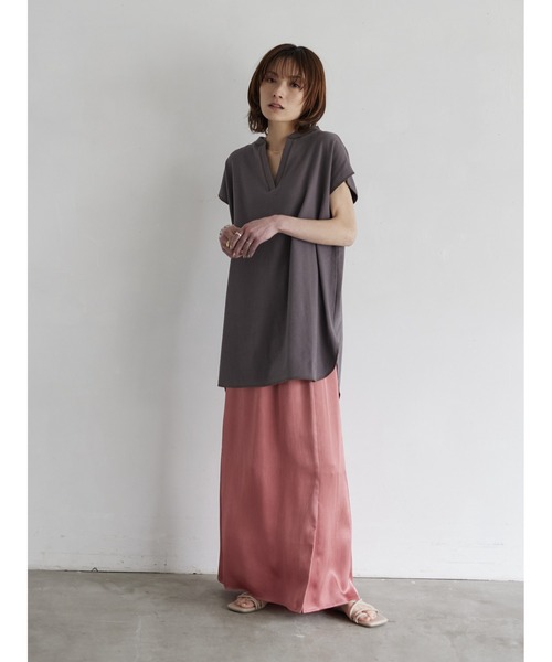rem closet(レムクローゼット)の「キーネックリブプルオーバー(Tシャツ/カットソー・レディース・チャコールグレー/ミント・FREE)」の3枚目の写真
