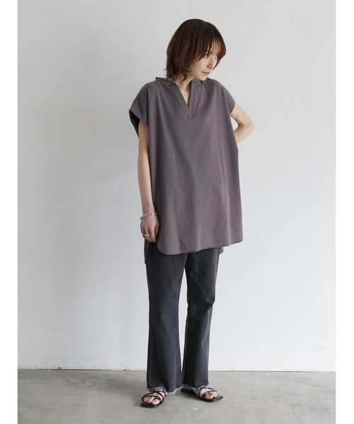 rem closet(レムクローゼット)の「キーネックリブプルオーバー(Tシャツ/カットソー・レディース・チャコールグレー/ミント・FREE)」の11枚目の写真