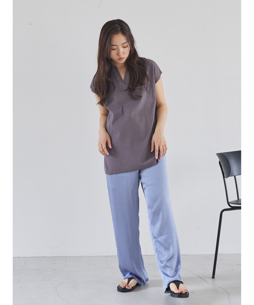 rem closet(レムクローゼット)の「キーネックリブプルオーバー(Tシャツ/カットソー・レディース・チャコールグレー/ミント・FREE)」の20枚目の写真