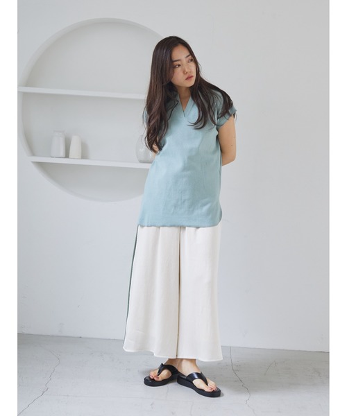 rem closet(レムクローゼット)の「キーネックリブプルオーバー(Tシャツ/カットソー・レディース・チャコールグレー/ミント・FREE)」の18枚目の写真