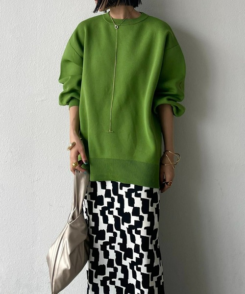 AIC.（エーアイシー）の「スポンジニットオーバーサイズトップス（ニット/セーター・レディース・ブラック/ピンク/ブルー/グリーン/ライトブルー/ライトグリーン/オレンジ・FREE）」の16枚目の写真